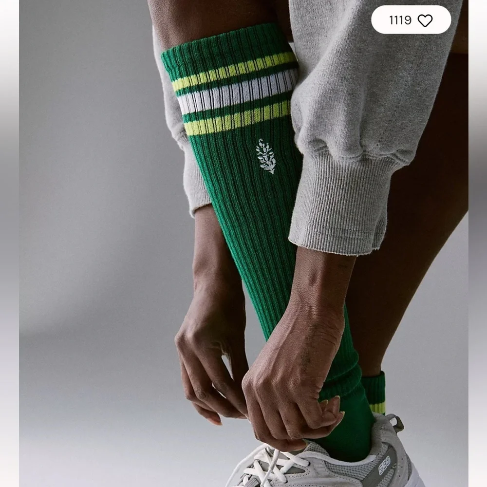 Set of 2 NWT Free People FP Movement Knee High Logo Stripe Socks
